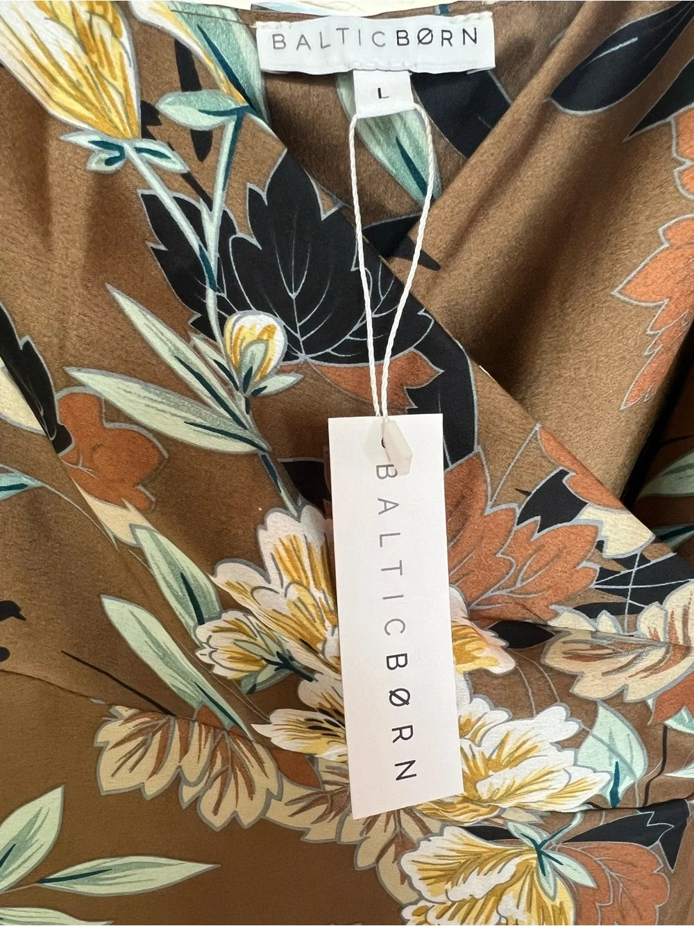Baltic Born Steffi Tulip Wrap Dress Neutral  Floral High-Low Slip Dress Large - Picture 5 of 5